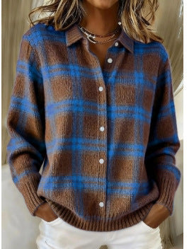 Annalise™ – Soft Hoodie Blouse with Check Pattern