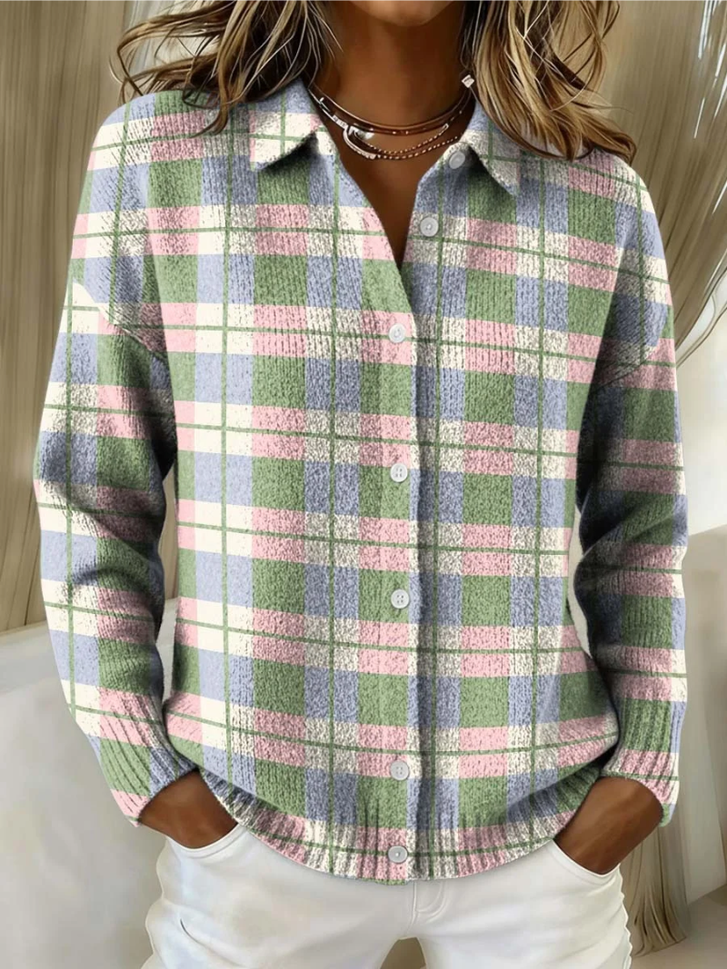 Apollonia™ – Checked Hoodie Blouse in Fresh Pastel colours