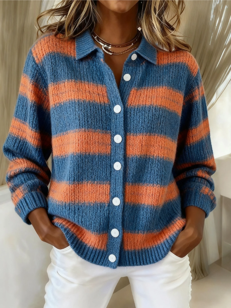 Monica™ – Striped Hoodie Blouse