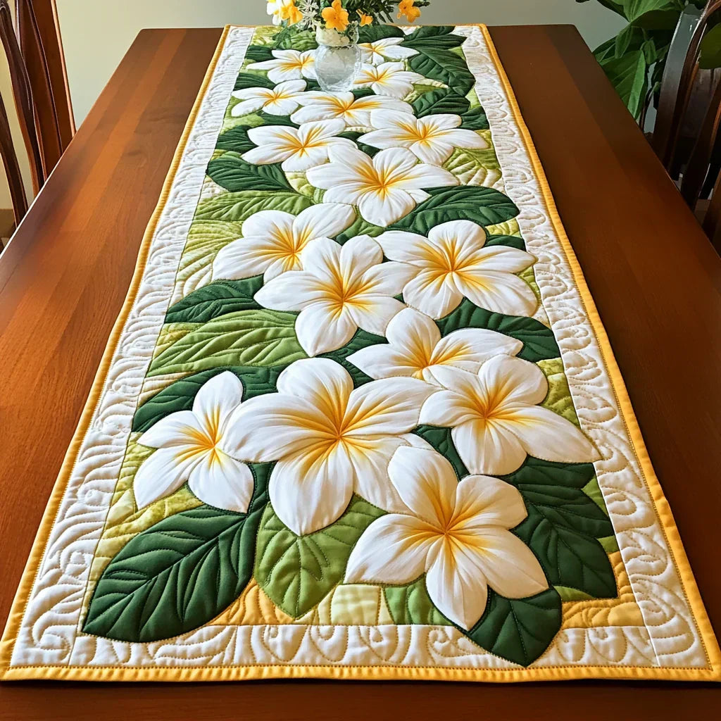 Quilt-Tischläufer mit Plumeria-Muster
