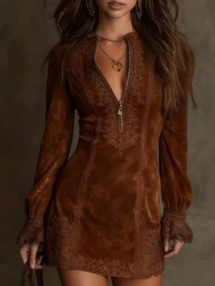 Tara Suede Lace Dress Feminine & Sophisticated