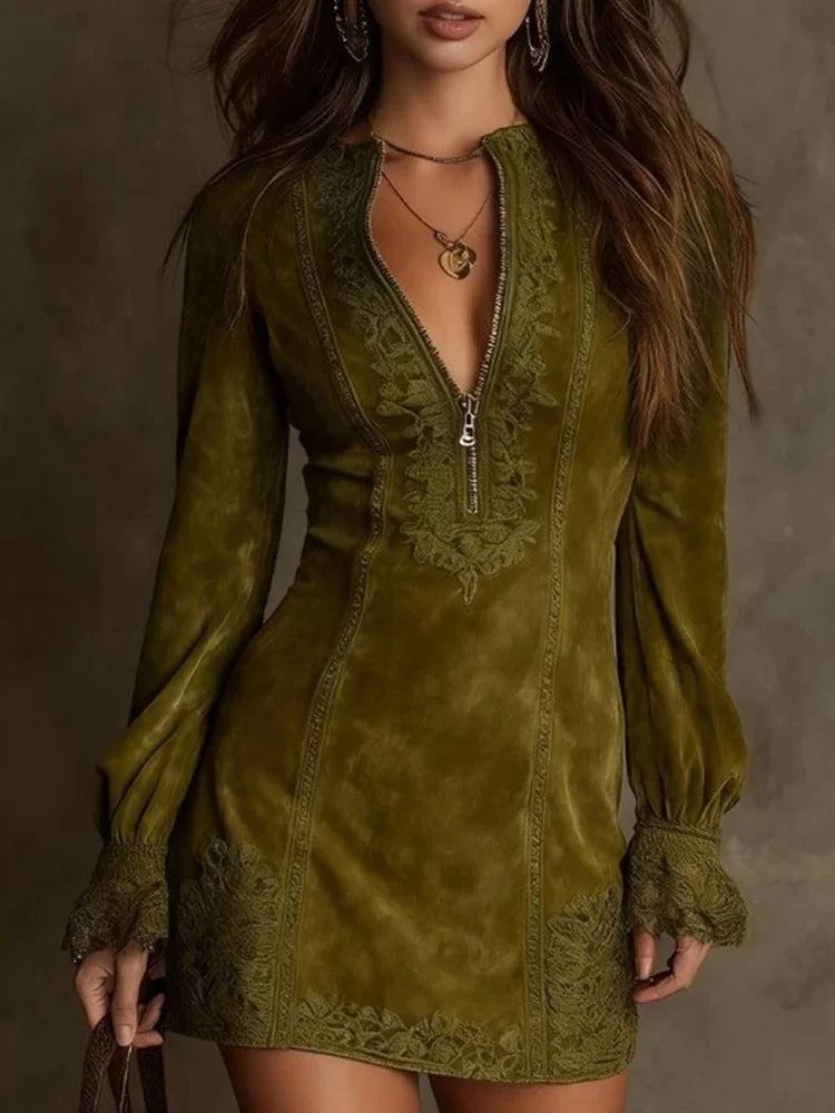 Tara Suede Lace Dress Feminine & Sophisticated