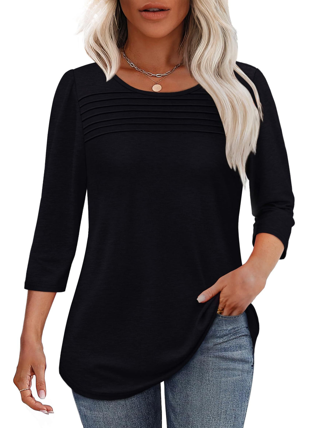 Antoinette | Pleated 3/4 Sleeve Top