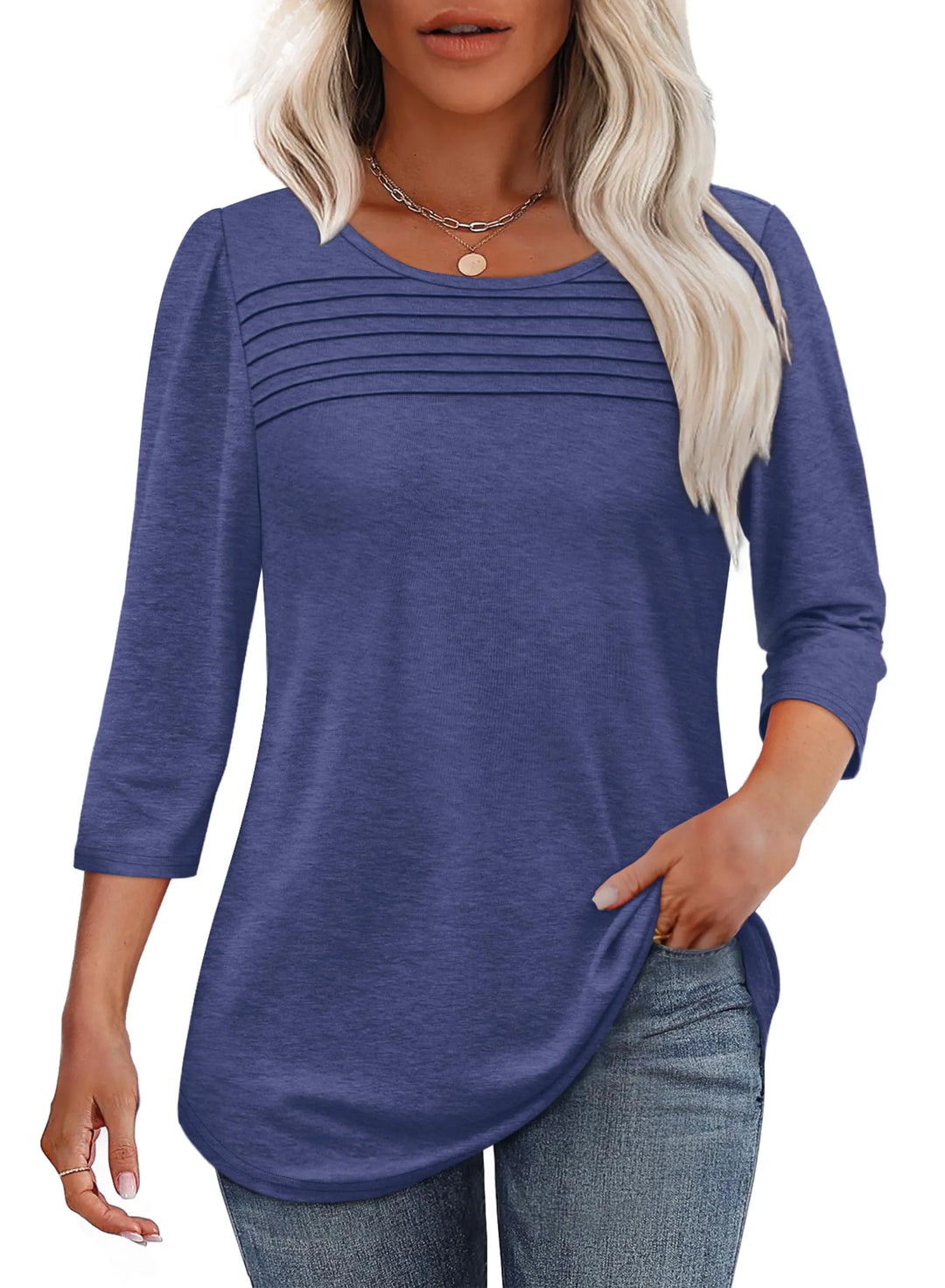 Antoinette | Pleated 3/4 Sleeve Top