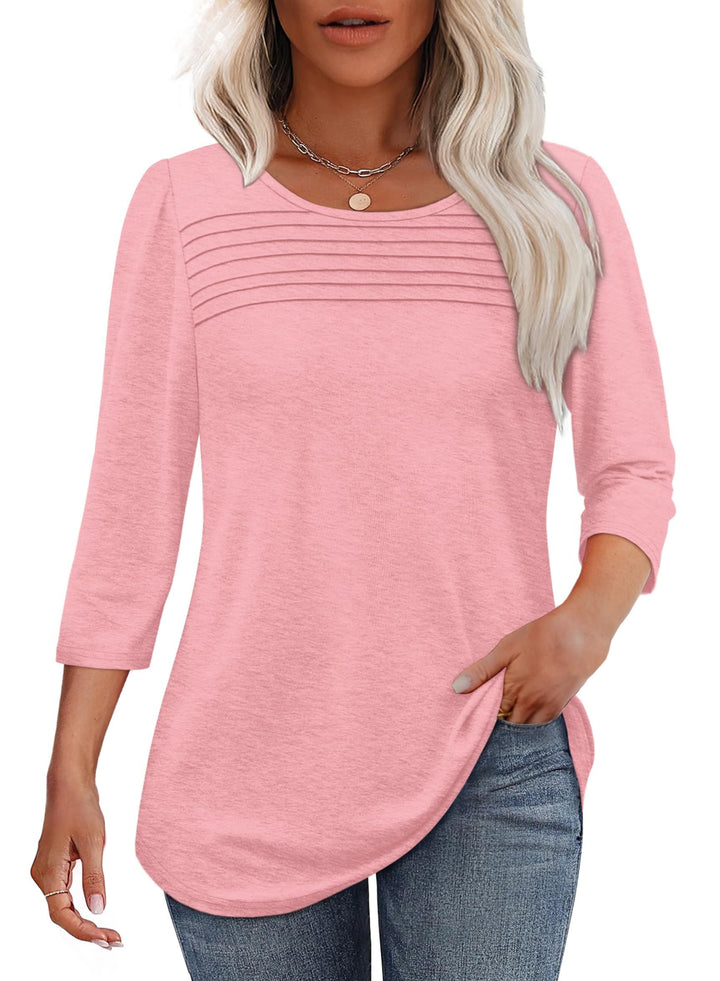 Antoinette | Pleated 3/4 Sleeve Top