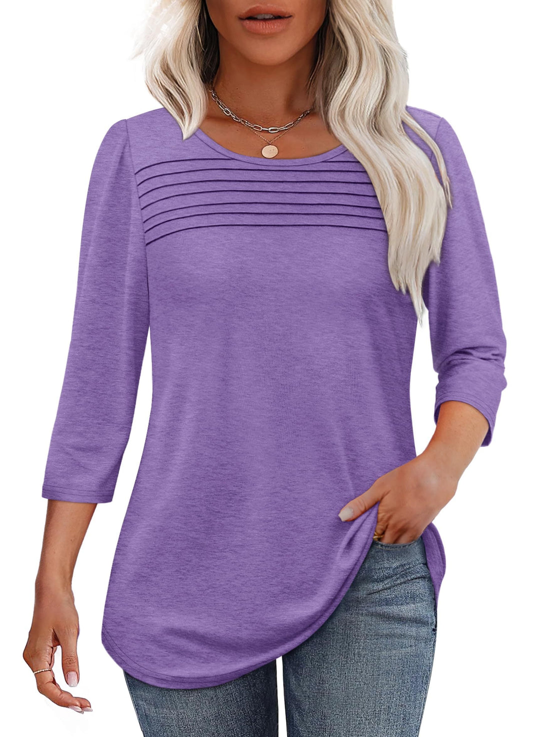 Antoinette | Pleated 3/4 Sleeve Top
