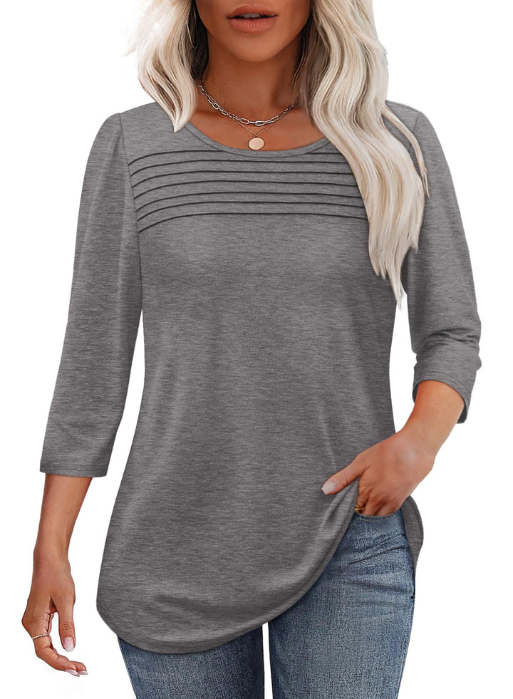 Antoinette | Pleated 3/4 Sleeve Top