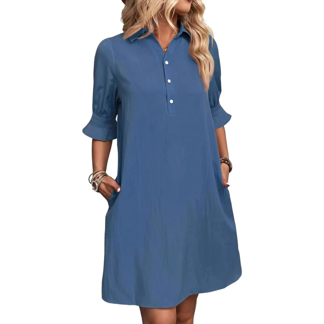 Paulette™ - Casual Button Down Shirt Dress