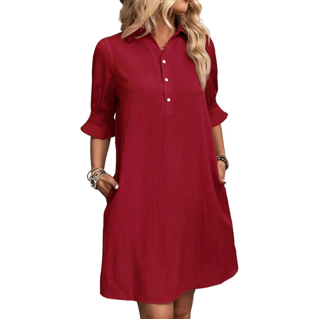 Paulette™ - Casual Button Down Shirt Dress