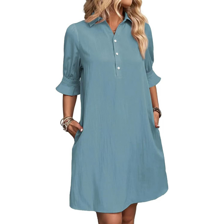 Paulette™ - Casual Button Down Shirt Dress