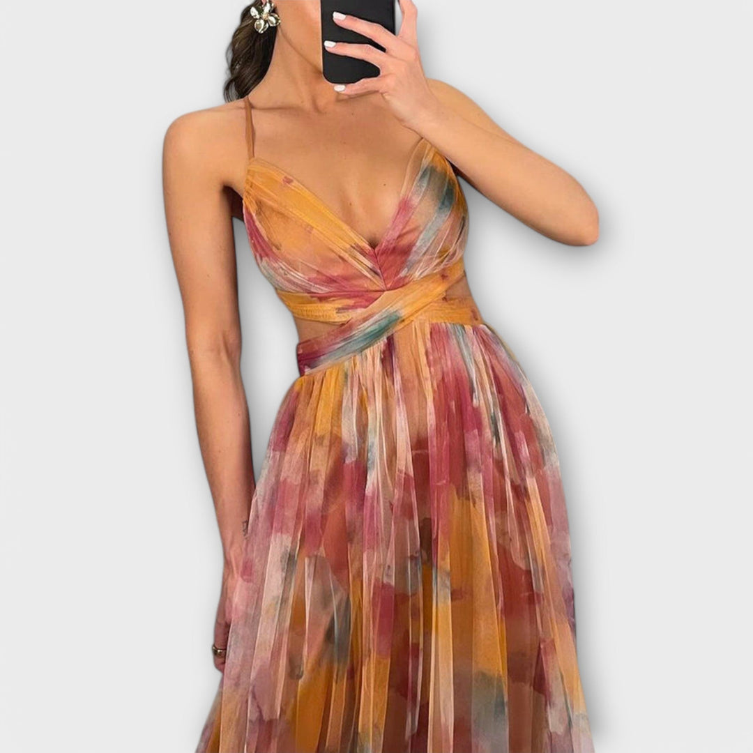 Ellen Mesh Maxi Dress - Elegant and Figure-Shaping