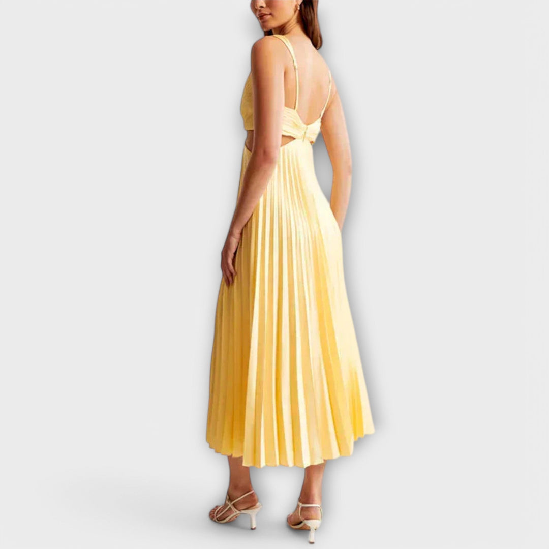 Esther midi evening dress with pleating