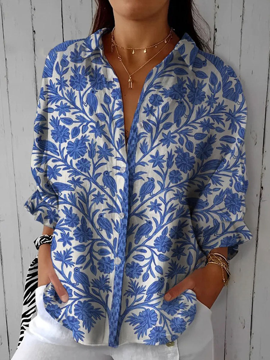 Wilhelmina | Blue Garden Blouse