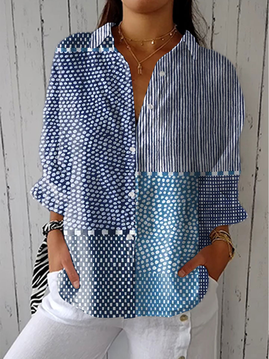 Aldora | Ocean Patchwork Blouse