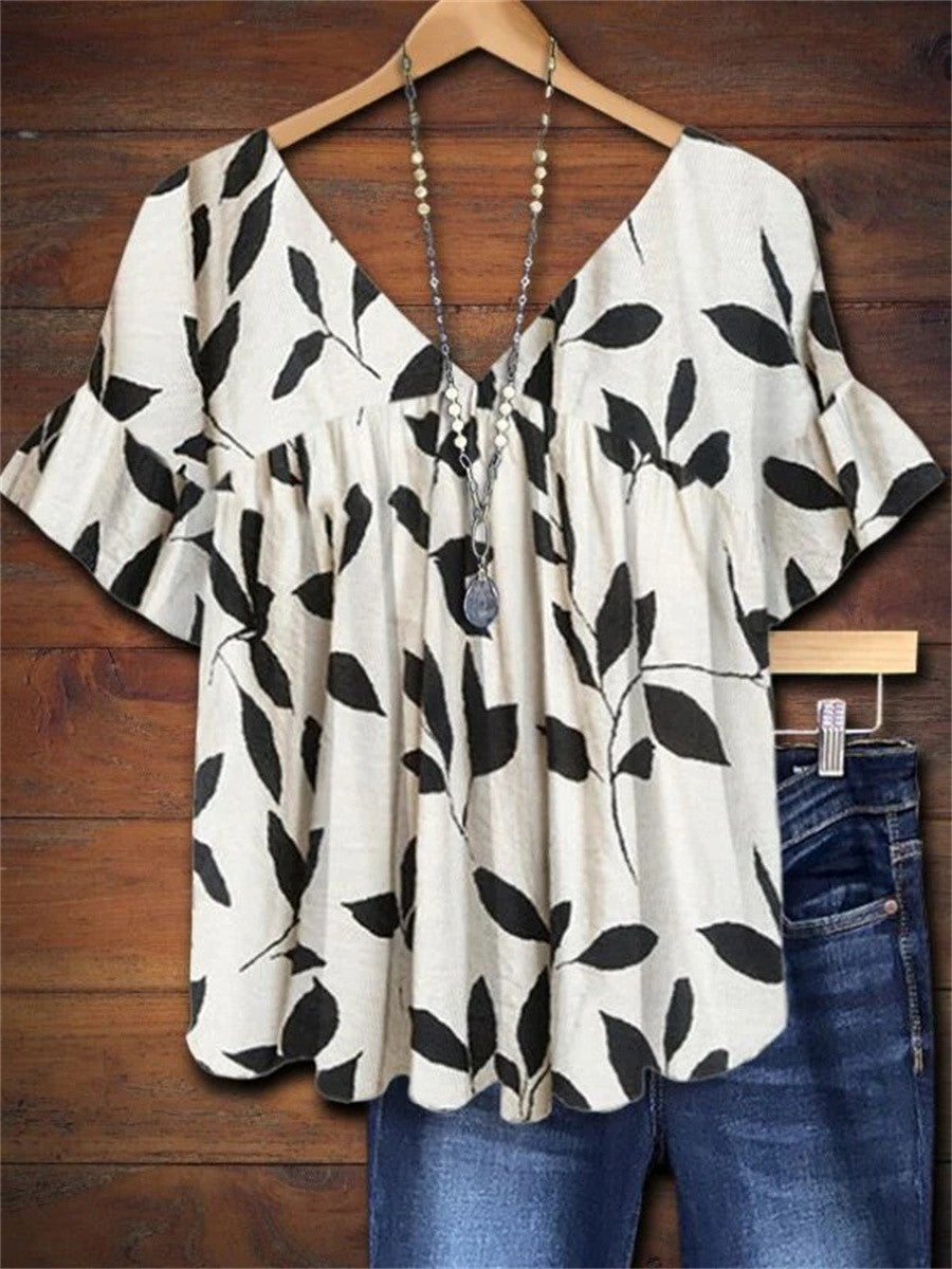 Catherine | Ruffled Leaf Top