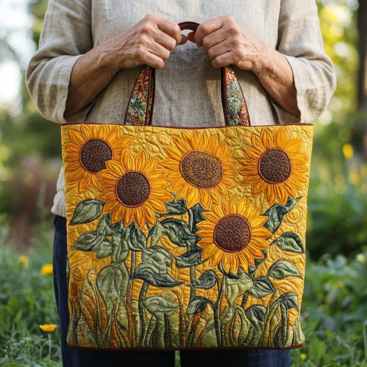 Klassische Quilt-Tasche mit Sonnenblumen-Design