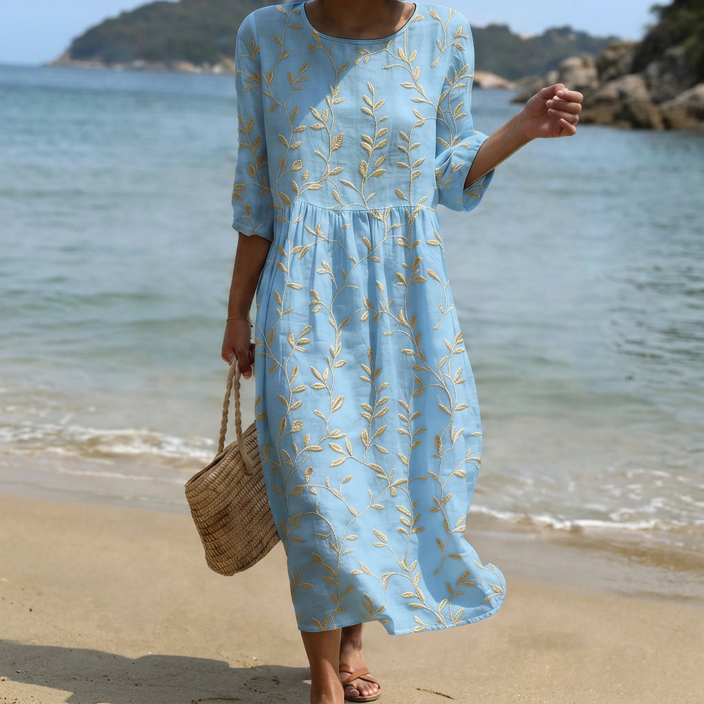 Natalia – Midikleid mit Monstera-Muster