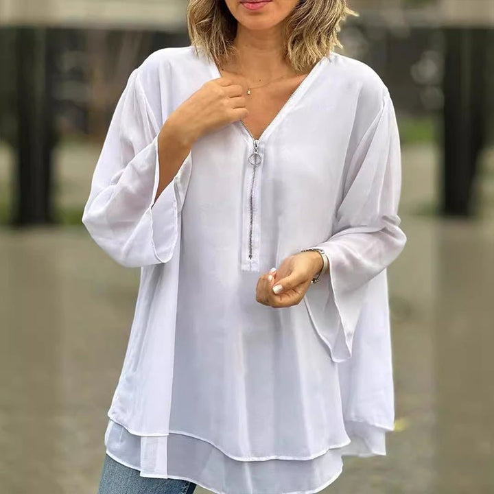 Angharad | Chiffon Zipper Blouse